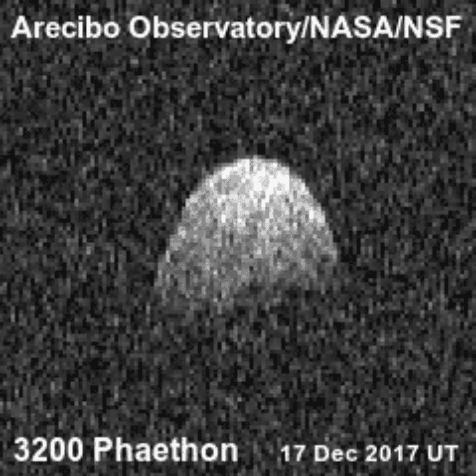 Radiographic image of Phaethon 3200, discovered to be 0.6 miles (1 kilometer) larger than originally thought. (Screenshot via Arecibo Observatory/NASA/NSF)