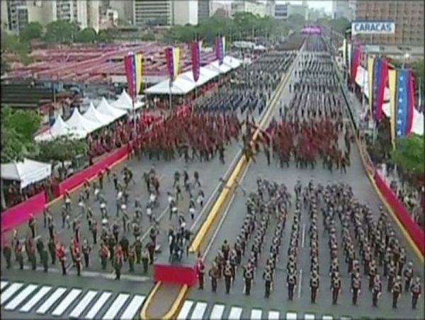 Venezuelan National Guard soldiers run during an event on Aug. 4, 2018, Caracas, Venezuela. (Reuters)