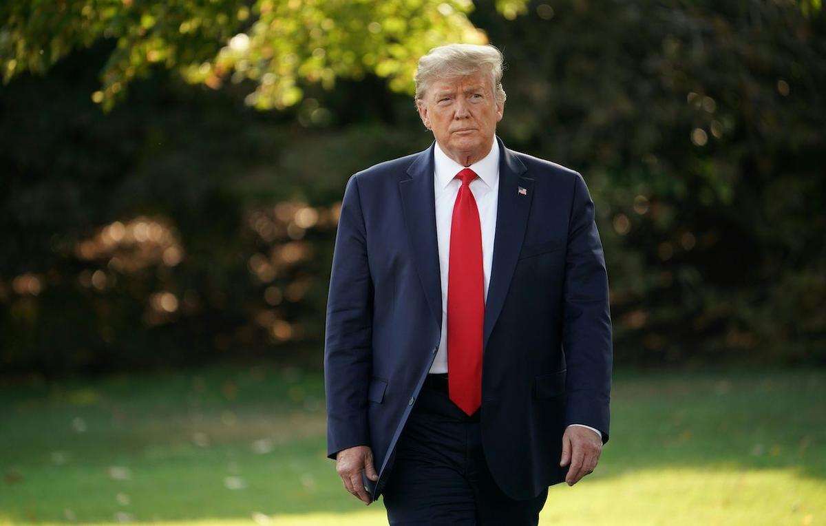 Then-President Donald Trump comes out of the Oval Office for his departure from the White House in Washington, on Sept. 16, 2019. (Mandel Ngan/AFP via Getty Images)