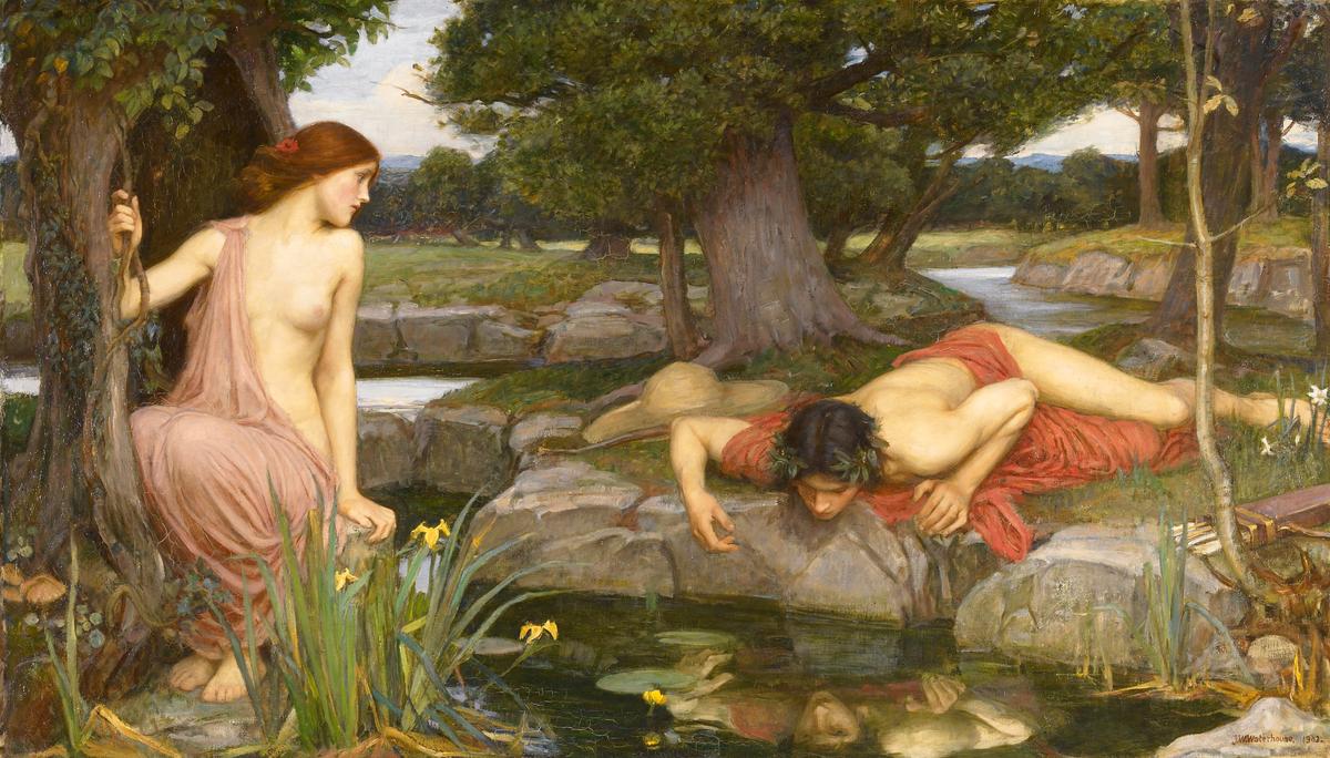 "Echo and Narcissus," 1903, by John William Waterhouse. Oil on canvas. Walker Art Gallery, Liverpool, England. (Public Domain)