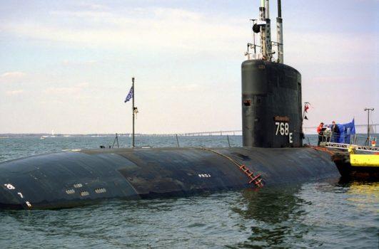 In this handout image provided by the U.S. Navy, the nuclear-powered fast attack submarine USS Hartford is moored off the U.S, Naval Academy in 1999 in Annapolis, Maryland. (Don S. Montgomery/U.S. Navy via Getty Images)