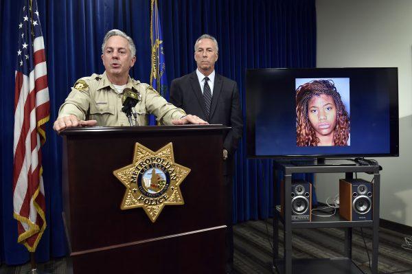 Clark County Sheriff Joe Lombardo, left, and Clark County District Attorney Steve Wolfson speak at a press conference on Dec. 21, 2015, in Las Vegas. (AP Photo/David Becker)
