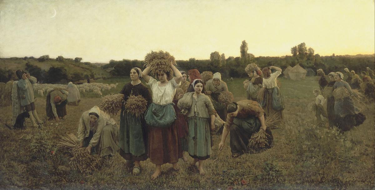 "Calling in the Gleaners," 1859, by Jules Breton. Oil on canvas. (Musée d'Orsay Paris)