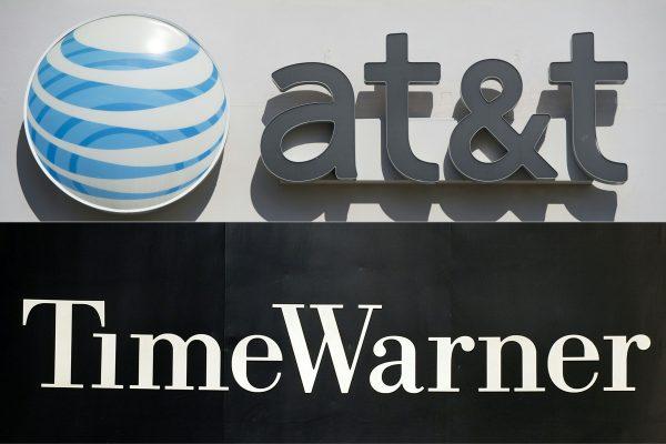 A montage of the logos of AT&T and Time Warner. After a protracted trial, the $85 billion merger is allowed to proceed, thanks to a healthy dose of economic reality. (Saul Loeb; Stan Honda/AFP/Getty Images)