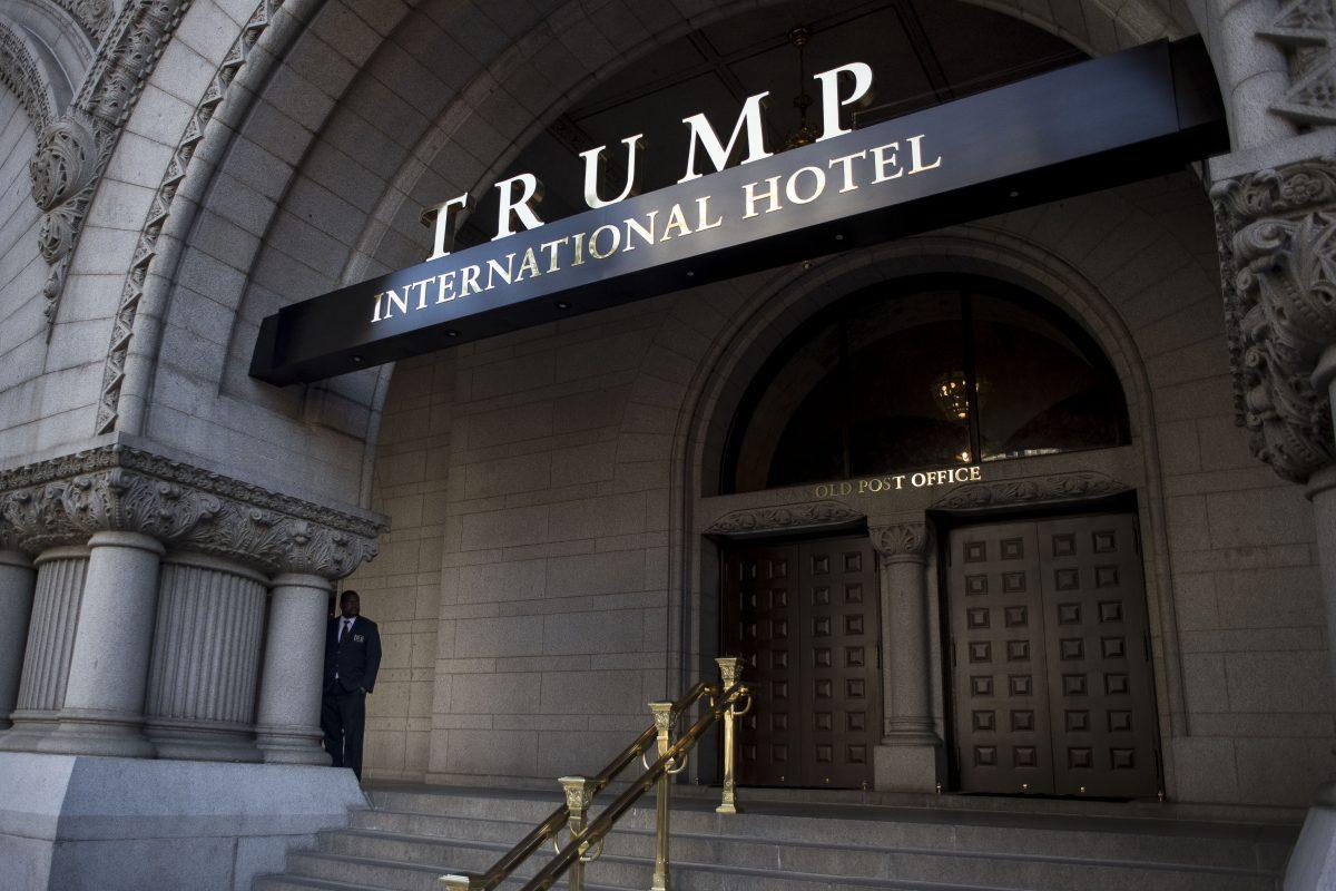 An exterior view of the entrance to the new Trump International Hotel at the old post office in Washington on Oct. 26, 2016. (Gabriella Demczuk/Getty Images)
