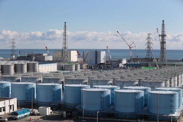 A view of radiation-contaminated water tanks and the damaged reactors at Fukushima Daiichi nuclear power plant in Okuma, Japan, on Feb. 25, 2016. (Christopher Furlong/Getty Images)