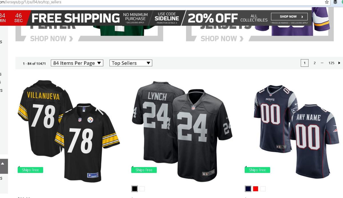 (NFL Shop screenshot)