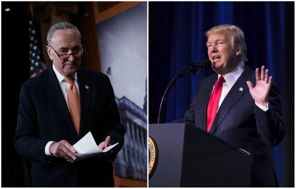 Senate Minority Leader Sen. Chuck Schumer (D-N.Y.) and President Donald Trump are wrangling over immigration. (Alex Wong/Getty Images and Samira Bouaou/The Epoch Times)