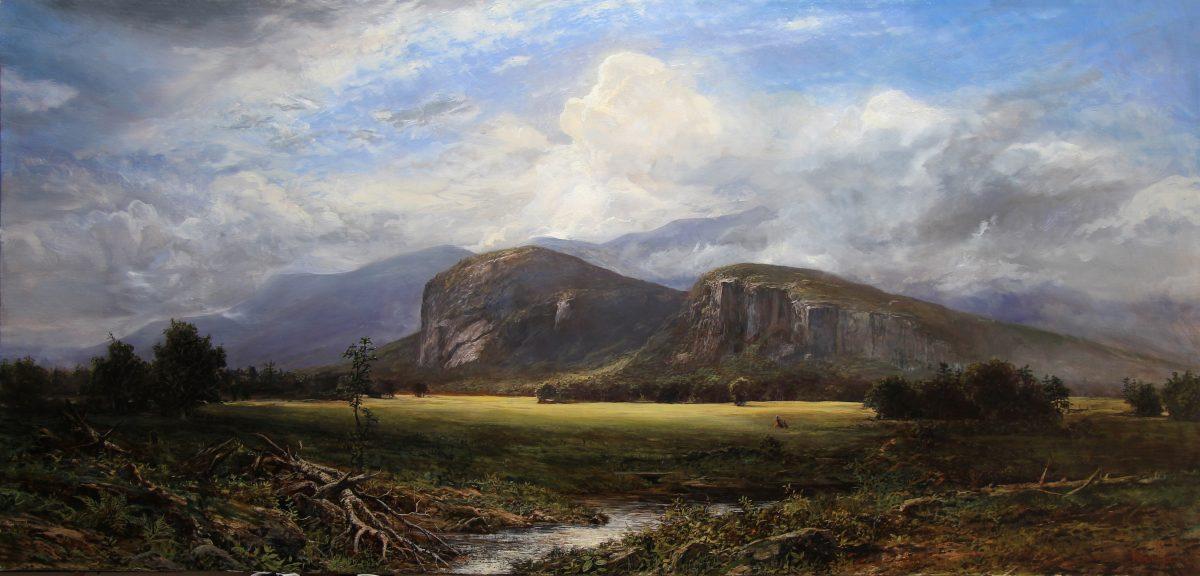 "Clouds in the Moat Mountains," by Erik Koeppel. Oil on canvas, 25.5 inches by 53 inches. (Courtesy of Erik Koeppel)