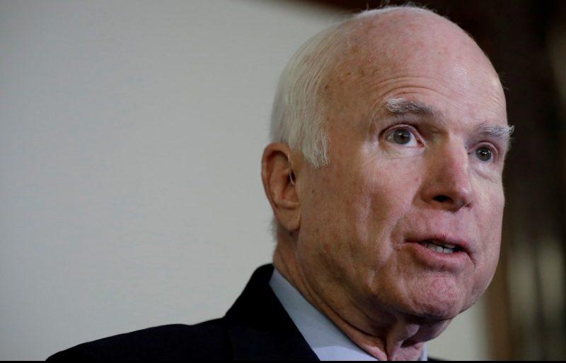 Sen. John McCain speaks at a press conference in Washington on Oct. 25, 2017. (Reuters/Aaron P. Bernstein)
