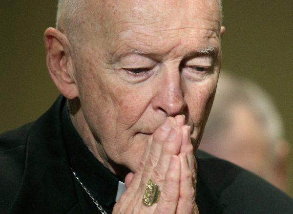 Then-Cardinal Theodore McCarrick prays during the USCCB annual fall assembly in Baltimore, Md., on Nov. 14, 2011. In 2004, the USCCB endorsed was became known as the "McCarrick Doctrine," a more liberal position on publicly pro-abortion figures and Holy Communion. (Patrick Semansky/AP)