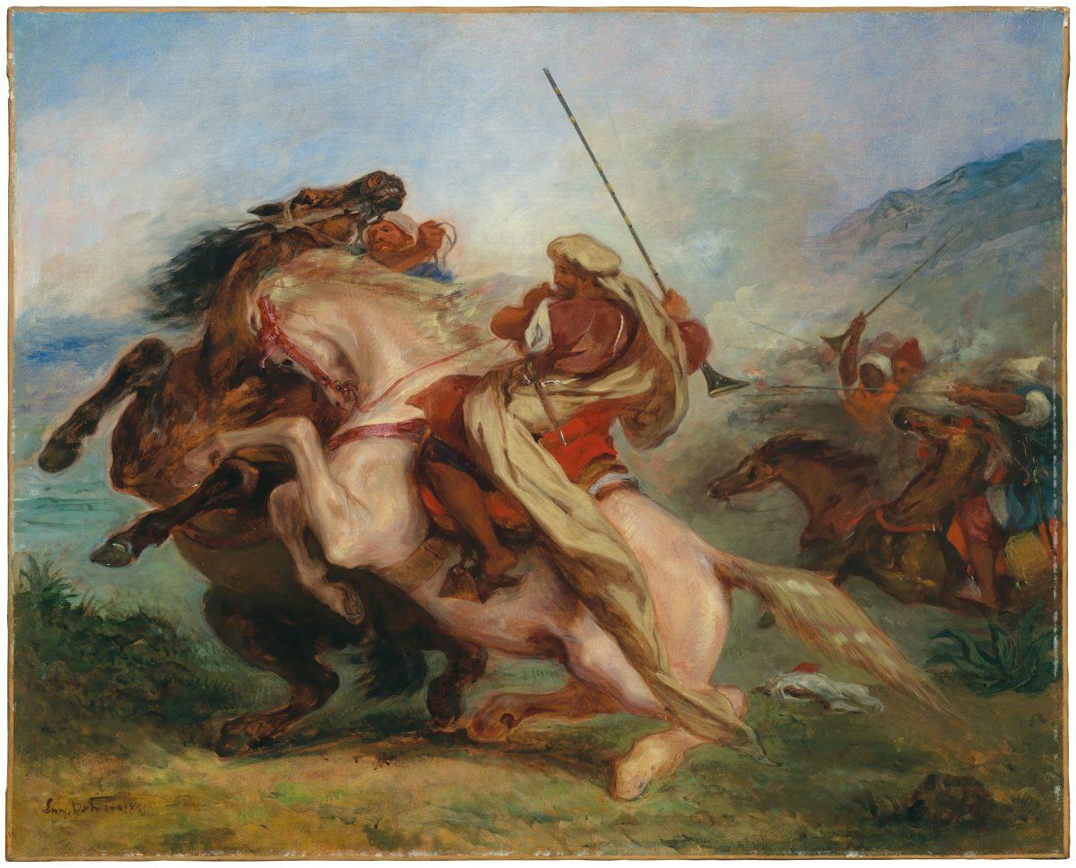 “Collision of Arab Horsemen,” 1833/34, by Eugène Delacroix. Oil on canvas, 32 inches by 40 inches. Private collection. (Alex Jamison)