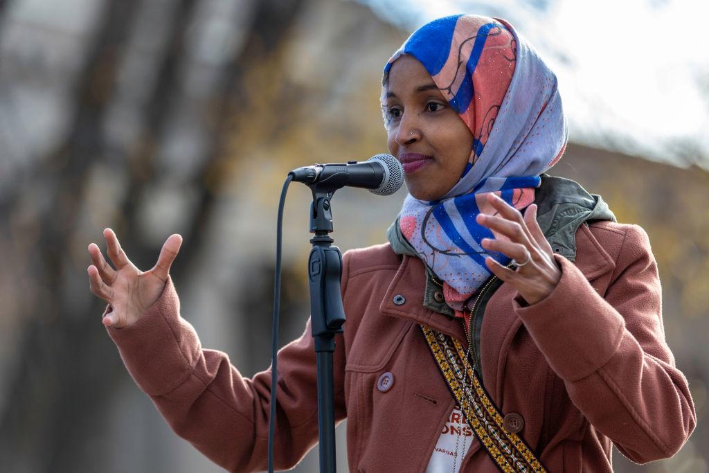 Newly elected congresswoman Ilhan Omar, speaks to a group of supporters at University of Minnesota in Minneapolis, Minnesota, in a Nov. 2, 2018 file photo. (KEREM YUCEL/AFP/Getty Images)