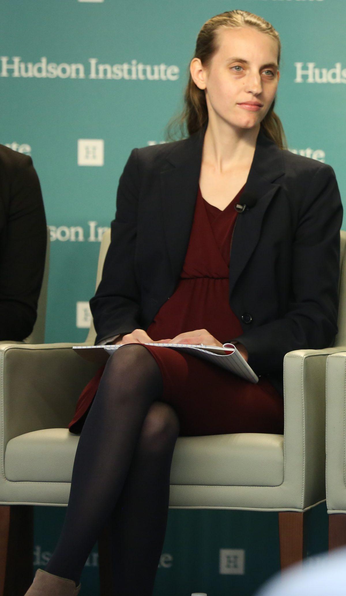 Rachelle Peterson, policy director at the National Association of Scholars, speaking at the "Mark Palmer Forum: China's Global Challenge to Democratic Freedom" at the Hudson Institute in Washington on Oct. 24, 2018. (York Du/NTD)
