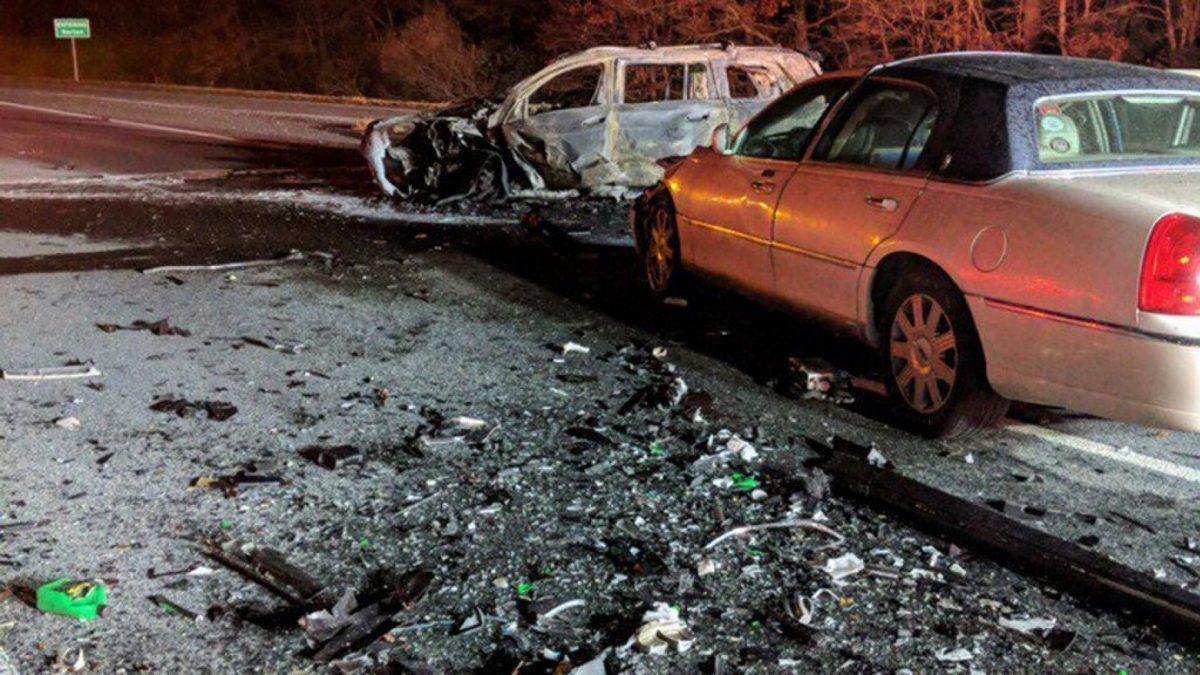 State Police spokesman Dave Procopio said the crash happened around 11:30 p.m. Nov. 21, 2018, on Interstate 495 in Taunton.​ (Taunton Fire Department)