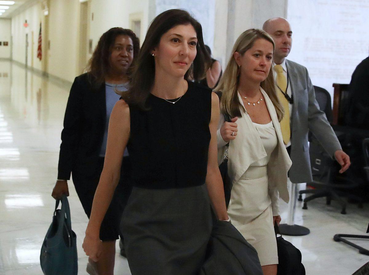 Former FBI lawyer Lisa Page arrives to testify before a House Judiciary Committee closed-door meeting on July 13, 2018. (Mark Wilson/Getty Images)