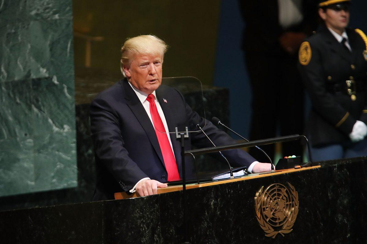 President Donald Trump addresses the 73rd U.N. General Assembly in New York City on Sept. 25, 2018. (Spencer Platt/Getty Images)