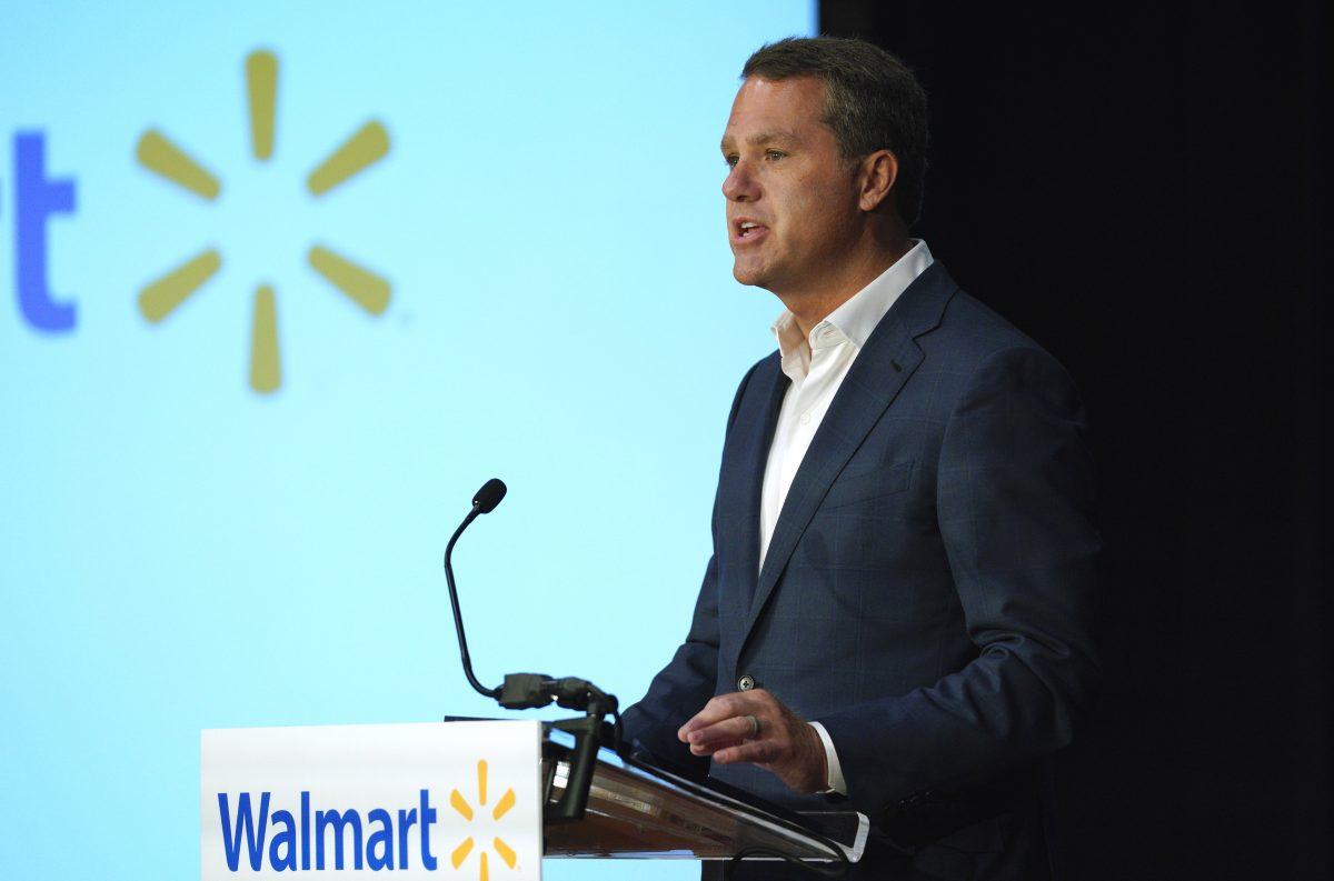 Doug McMillon, Walmart president and CEO, speaks at the company's annual meeting on May 30, 2018. (Rick T. Wilking/Getty Images)