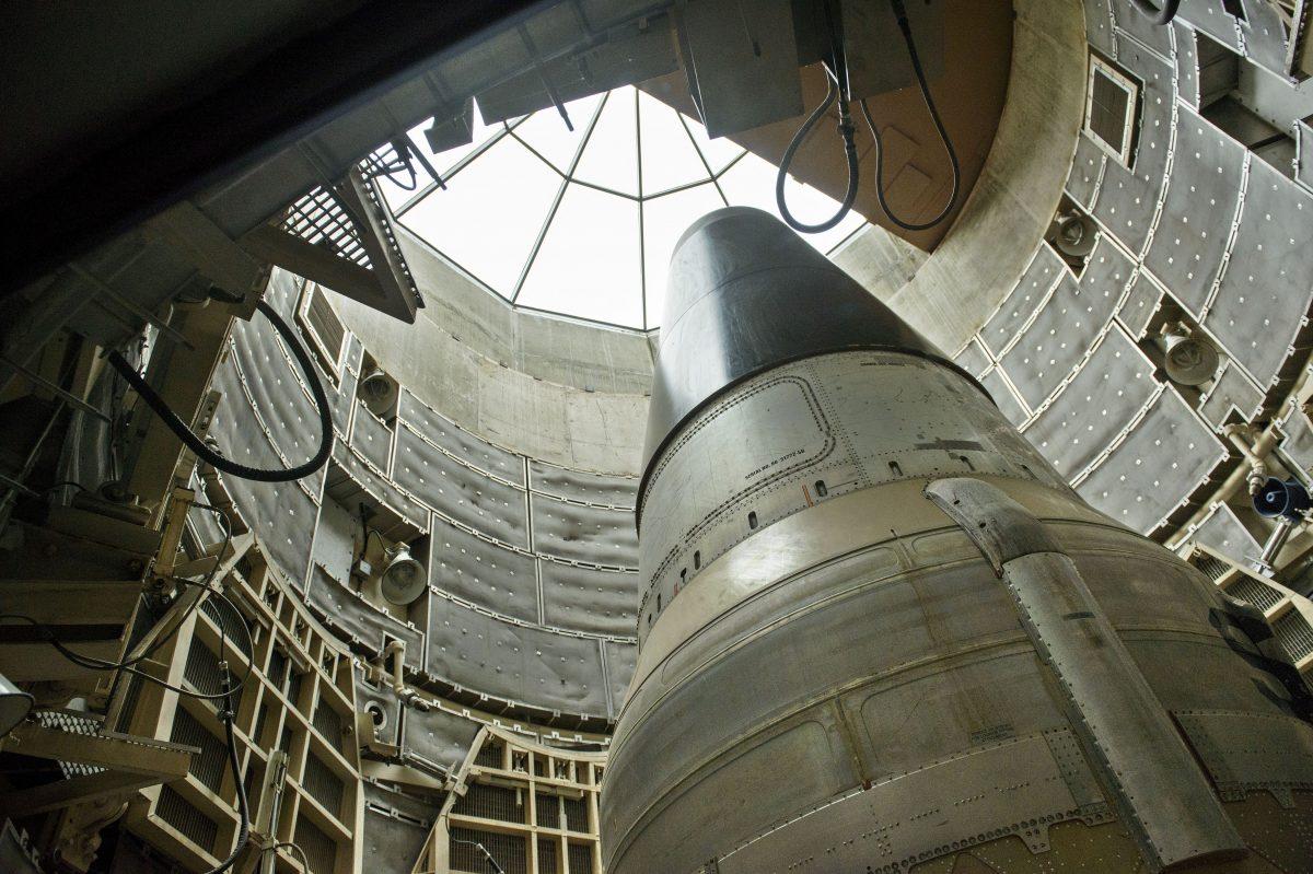 A deactivated Titan II nuclear ICMB is seen in a silo at the Titan Missile Museum on May 12, 2015 in Green Valley, Arizona. (BRENDAN SMIALOWSKI/AFP/Getty Images)