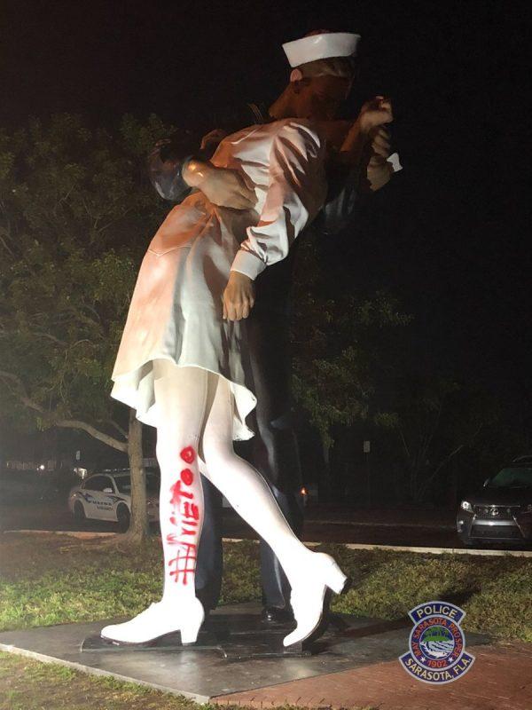 The Unconditional Statue in Florida was vandalized on Feb. 19, 2019. (Sarasota Police Department)