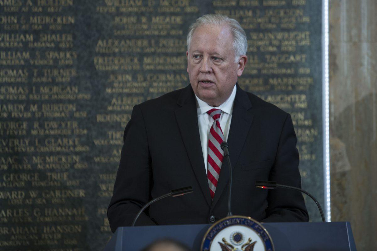 Under Secretary of State Thomas Shannon speaks at the American Foreign Service Association in Washington on May 4, 2018. (Toya Sarno Jordan/Getty Images)