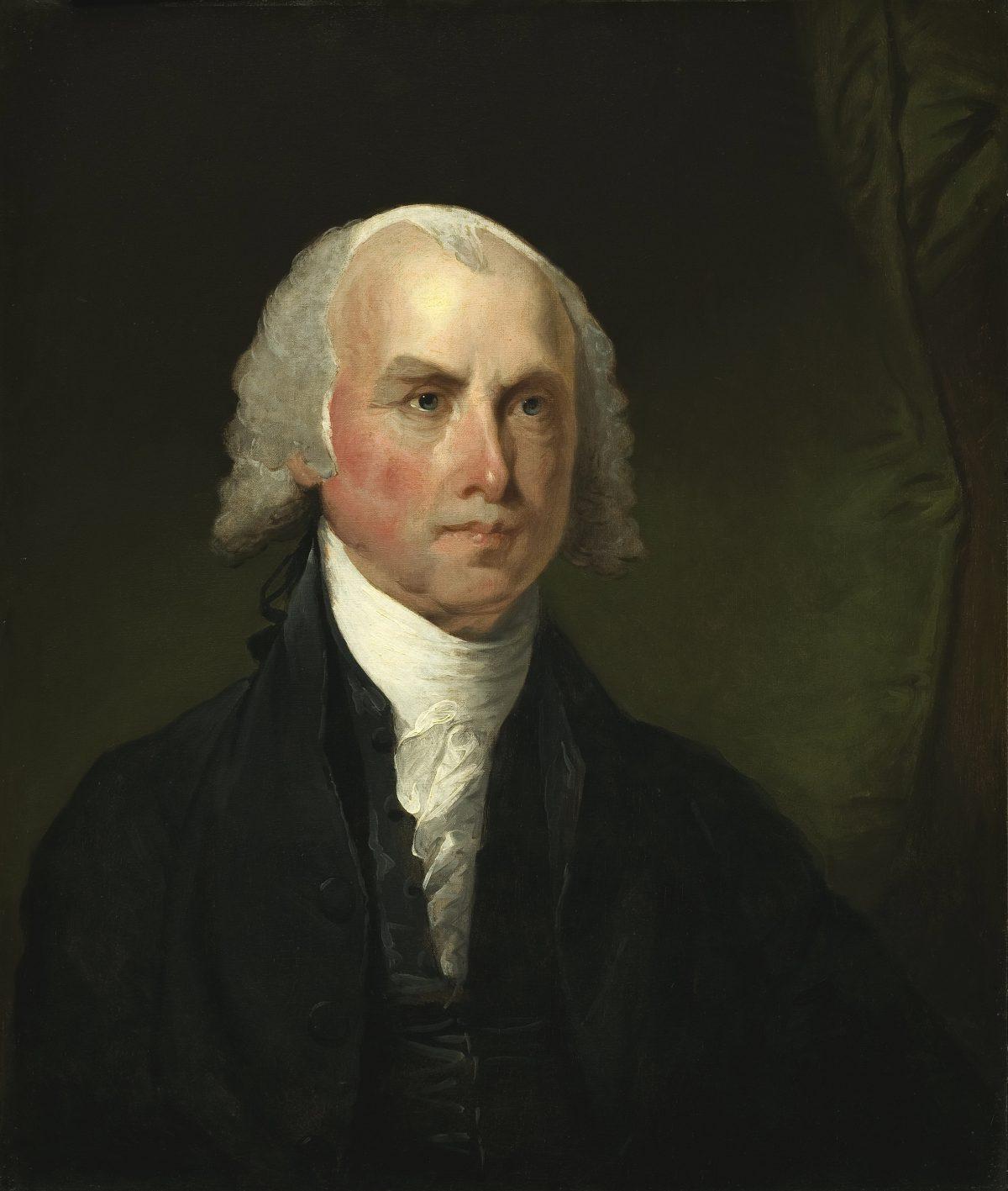 James Madison, the fourth president of the United States, who complained of Patrick Henry's partisan gerrymander. (Painting by Gilbert Stuart in National Gallery of Art via Wikimedia Commons)