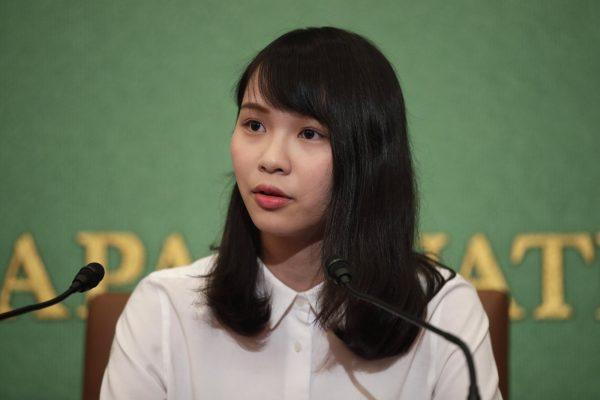Prominent Hong Kong activist Agnes Chow speaks during a news conference at Japan National Press Club in Tokyo on June 10, 2019. Chow said many in the territory were angered by the government’s bulldozing of a legislative proposal that would allow extradition of criminal suspects to mainland China, seeking international support for the resistance movement. (Jae C. Hong/AP)