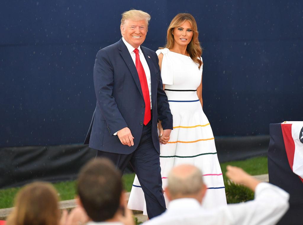 US President Donald Trump and First Lady Melania Trump arrive at the "Salute to America" Fourth of July event at the Lincoln Memorial in Washington on July 4, 2019. (MANDEL NGAN / AFP)