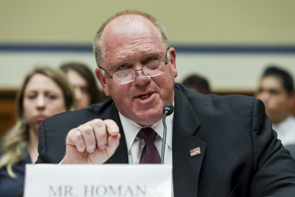 Former acting ICE Director Tom Homan testifies at a House hearing in front of the Committee on Oversight and Reform, in Washington on July 12, 2019. (Charlotte Cuthbertson/The Epoch Times)