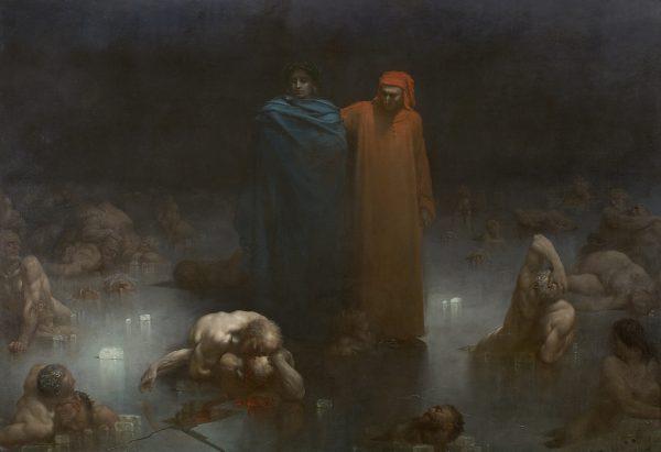 “Dante and Virgil in the Ninth Circle of Hell,” 1861, by Gustave Doré. Oil on canvas, 10.3 feet by 14.7 feet.  Brou Museum, Bourge-en-Bresse. (Public Domain)