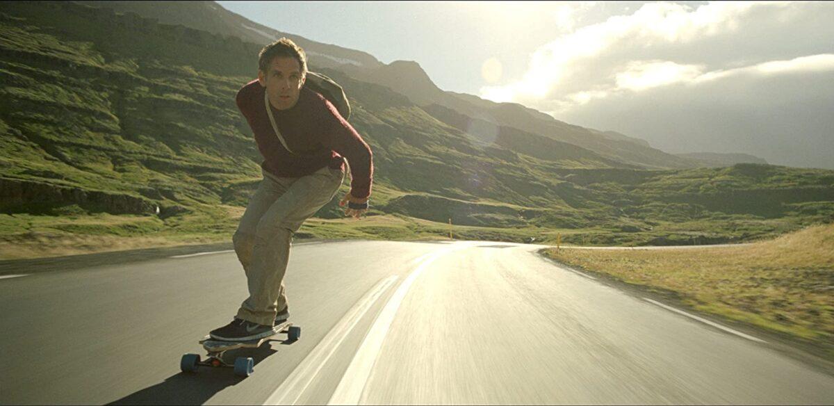 Ben Stiller skateboards at high velocity, in "The Secret Life of Walter Mitty." (Twentieth Century Fox)