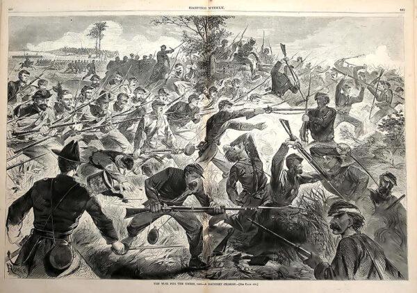 Are we to forget or pretend the Civil War never happened? A Harper's Weekly newspaper features the famous "Bayonet Charge" by Winslow Homer. (Public Domain)
