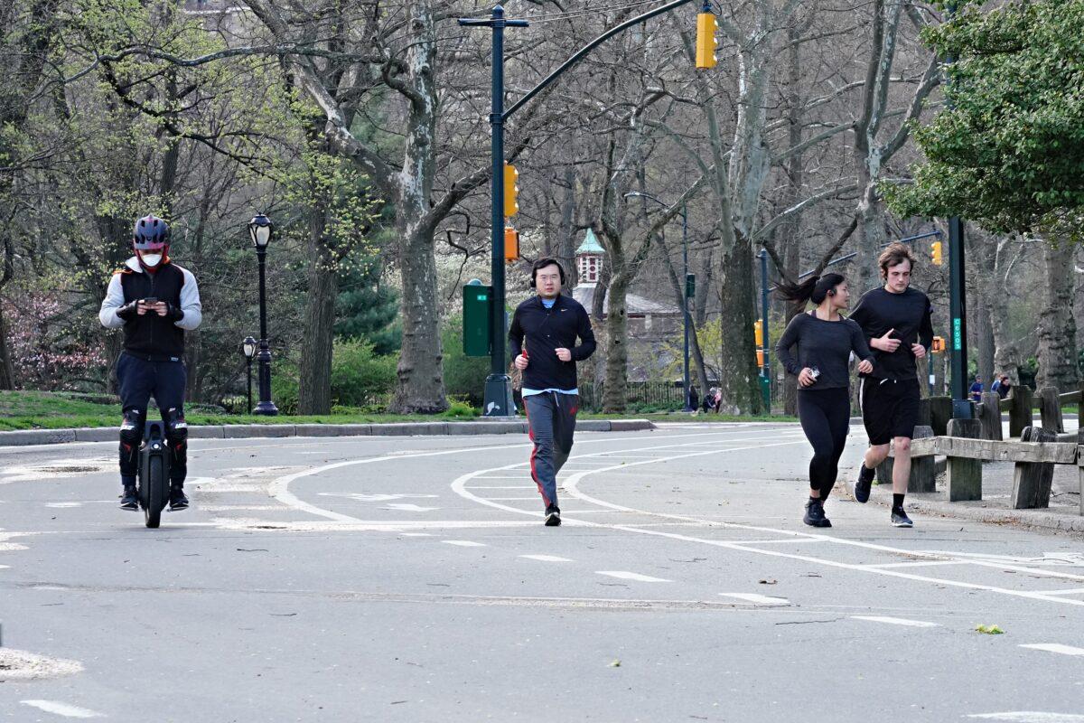 A view of people exercising in Central Park during the COVID-19 pandemic in New York City on April 9, 2020. (Cindy Ord/Getty Images)