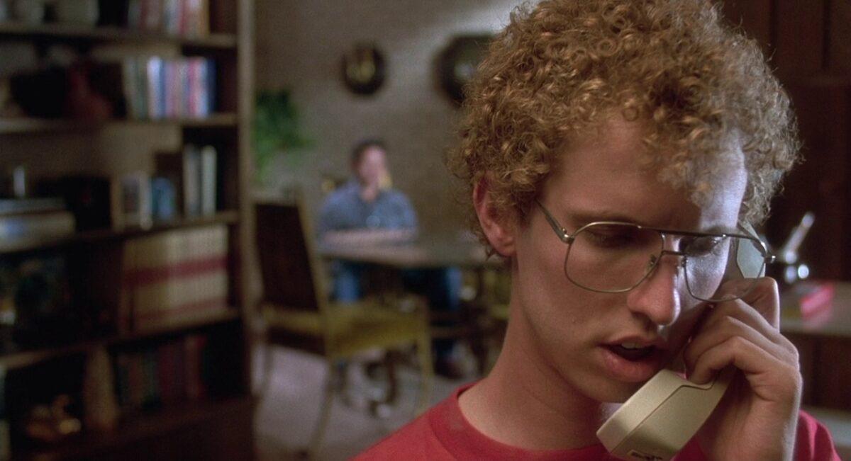 Napoleon (Jon Heder) expressing his fed-upness, on the phone, in "Napoleon Dynamite." (Fox Searchlight Pictures)