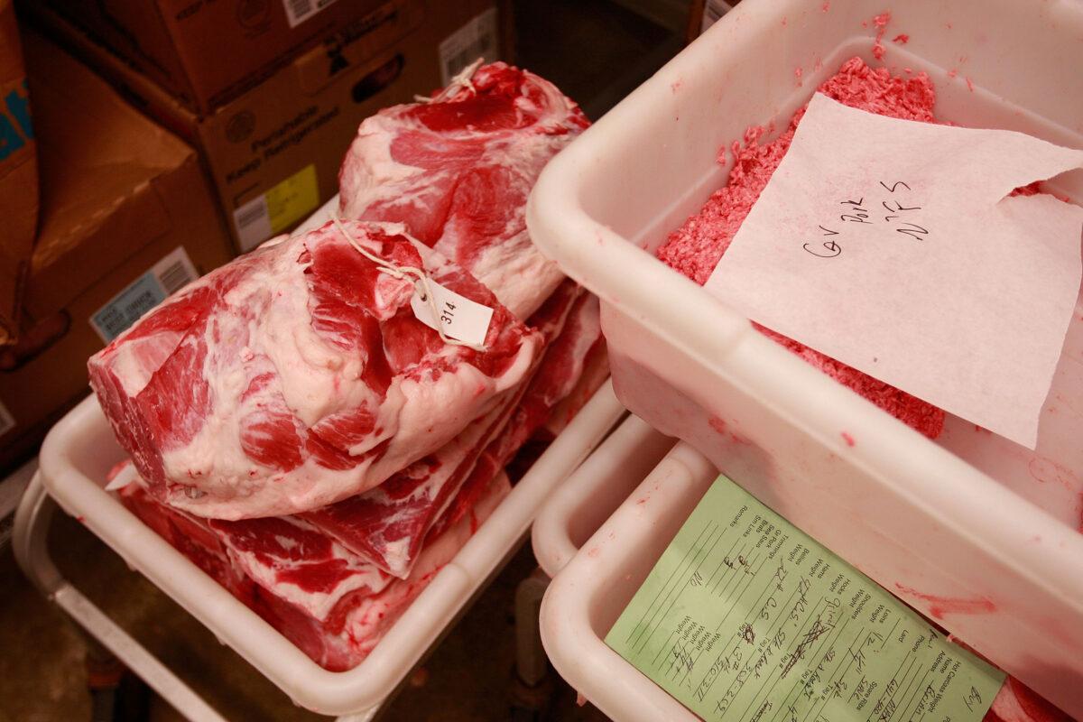 Pork cuts sit in a cooler in Elma, Iowa, on April 29, 2009. (Scott Olson/Getty Images)