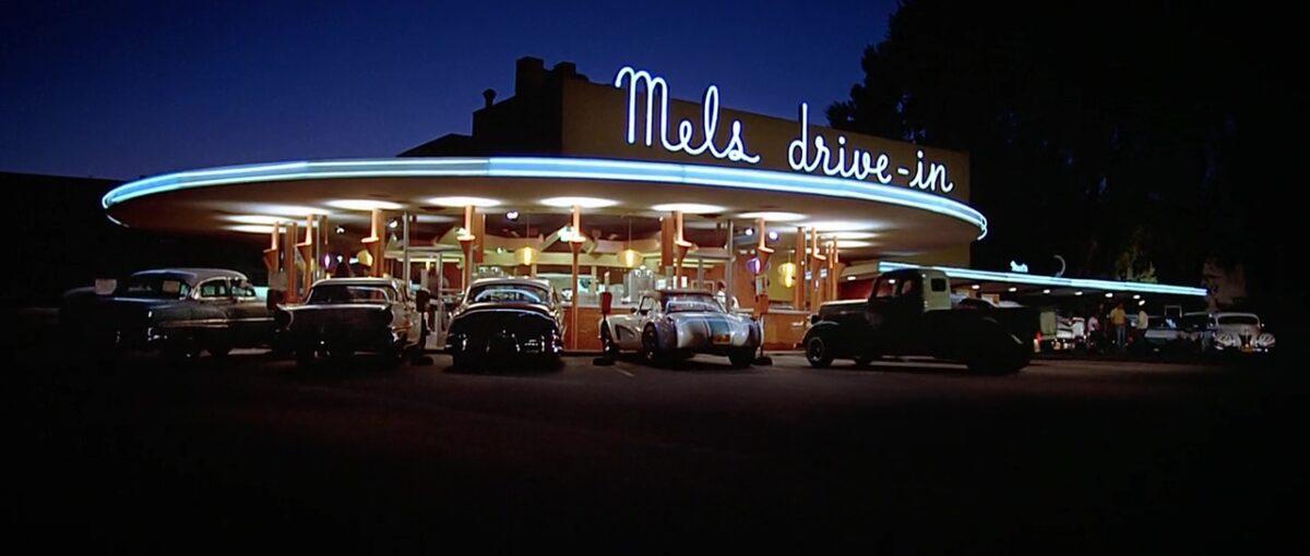 The fictitious Mel's Diner in Modesto, Calif., where the town's teens in "American Graffiti" gather. (Universal Pictures)