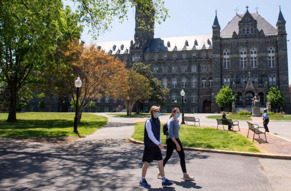 The campus of Georgetown University is seen nearly empty as classes were canceled due to the CCP virus pandemic, in Washington on May 7, 2020. (Saul loeb/AFP via Getty Images)