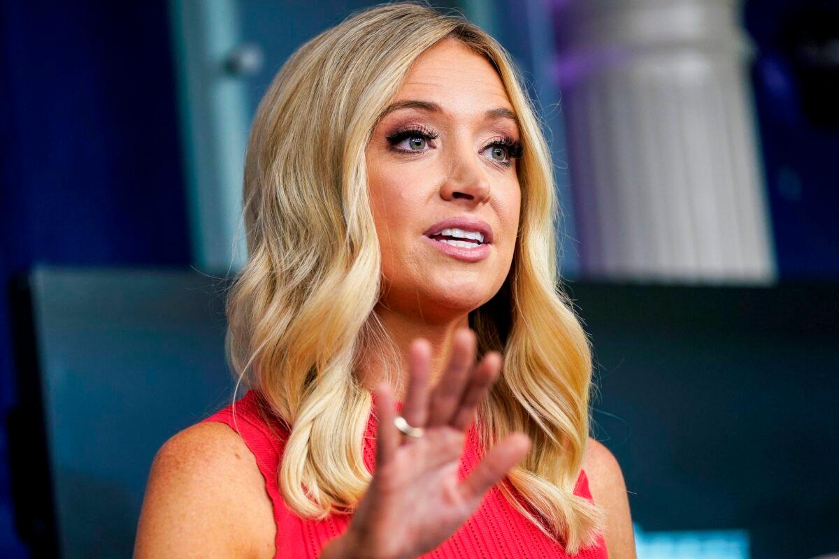 White House press secretary Kayleigh McEnany talks to reporters at the White House in Washington on June 10, 2020. (Drew Angerer/Getty Images)