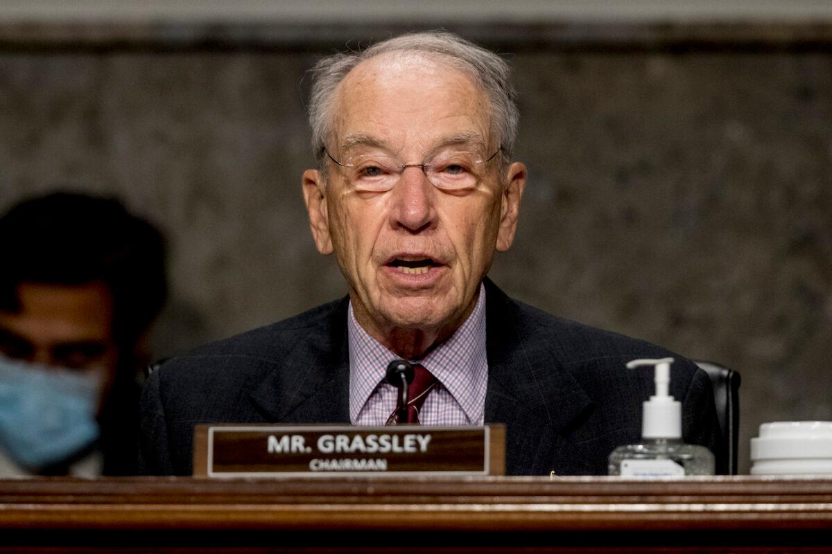 Chairman Sen. Chuck Grassley (R-Iowa) speaks at a Senate Finance Committee hearing on Capitol Hill in Washington, on June 17, 2020. (Andrew Harnik/Pool/Getty Images)