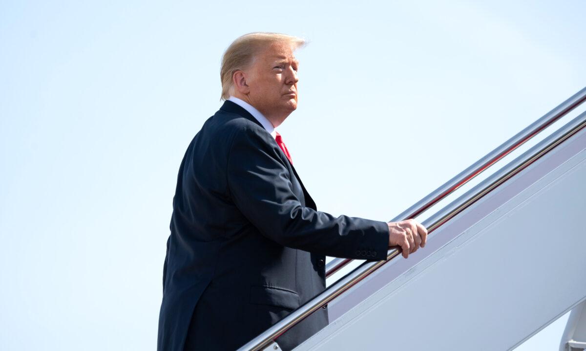 President Donald Trump boards Air Force One prior to departure from Joint Base Andrews in Md., on June 23, 2020. (Saul Loeb/AFP via Getty Images)
