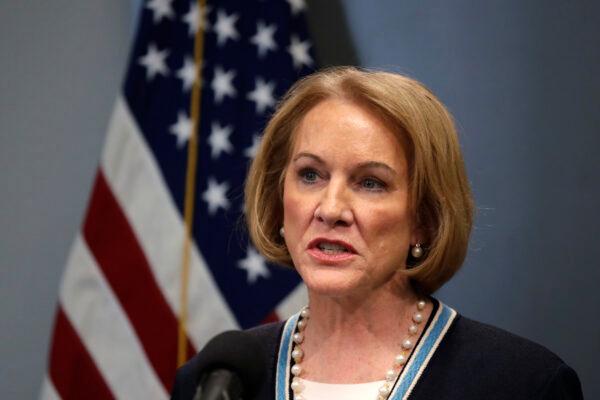Seattle Mayor Jenny Durkan speaks at a news conference about the COVID-19 outbreak in Seattle, Washington, on March 16, 2020. (Elaine Thompson, Pool/Getty Images)