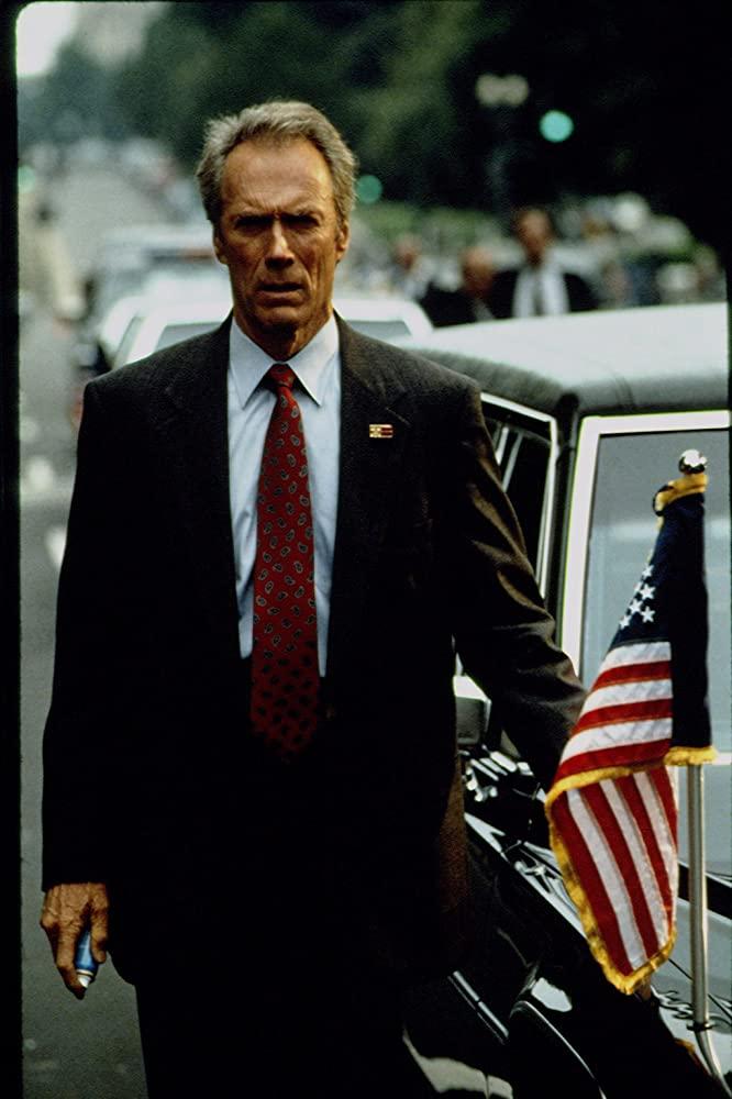 Secret Service agent Frank Horrigan (Clint Eastwood) guarding the presidential motorcade in "In the Line of Fire." (Columbia Pictures)
