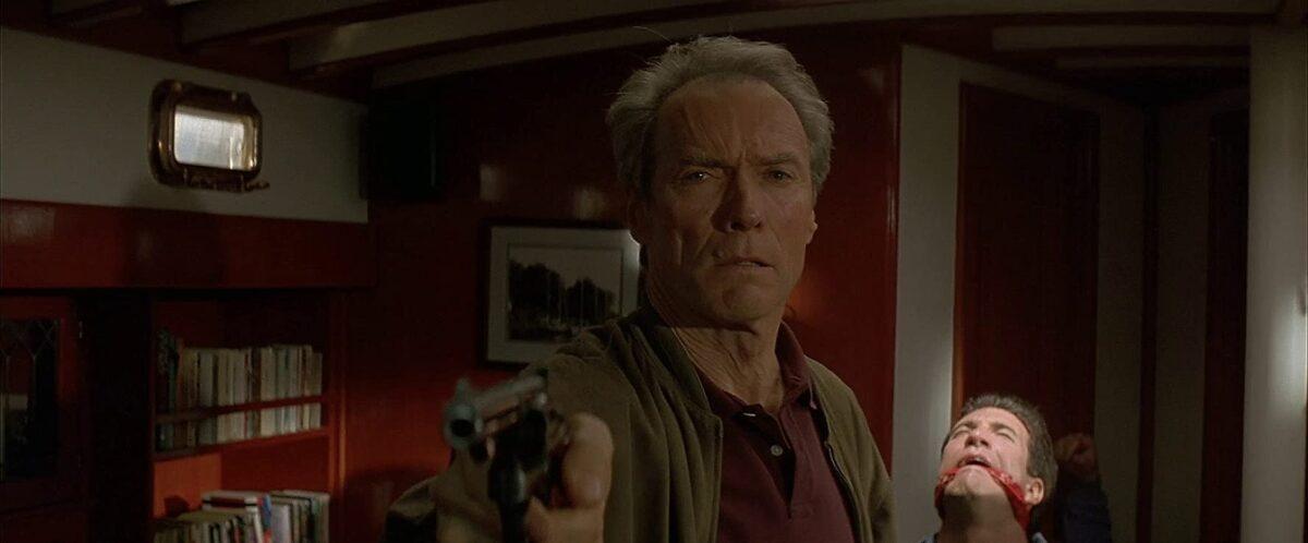 Undercover agents Frank Horrigan (Clint Eastwood, L) and Al D'Andrea (Dylan McDermott) in "In the Line of Fire." (Columbia Pictures)