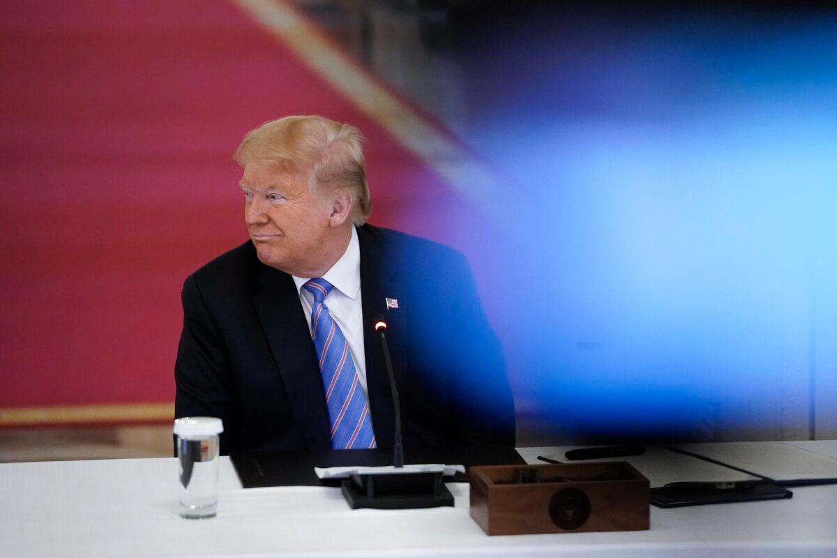President Donald Trump participates in a meeting at the White House in Washington on June 26, 2020. (Drew Angerer/Getty Images)