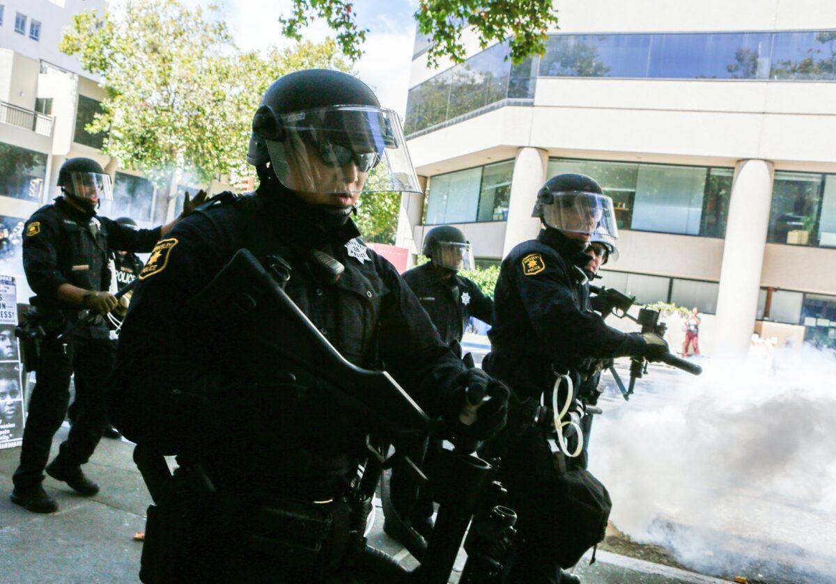 Berkeley police officers in a 2018 file photograph. (Amy Osborne/AFP via Getty Images)
