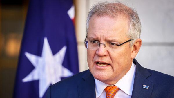 Australian Prime Minister Scott Morrison speaks during a media conference at Parliament House in Canberra, Australia on July 9, 2020. (David Gray/Getty Images)