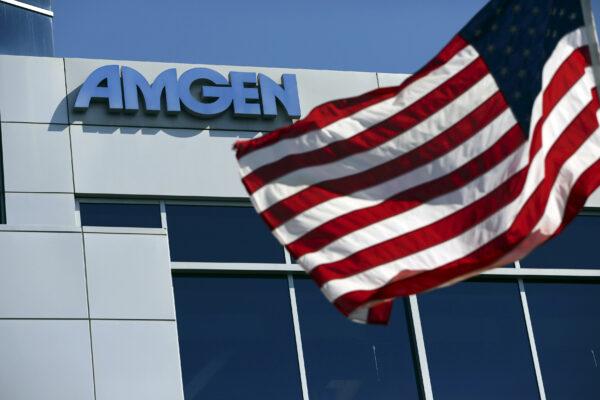 An Amgen sign is seen at the company's office in South San Francisco, Calif., on Oct. 21, 2013. (Robert Galbraith/Files/Reuters)
