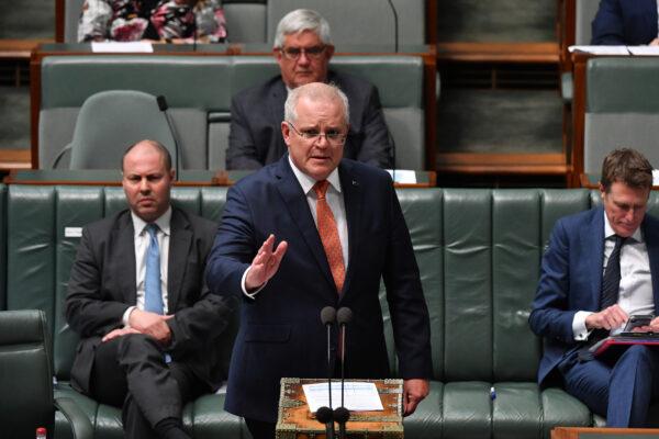 Prime Minister Scott Morrison during Question Time in the House of Representatives at Parliament House on August 26, 2020, in Canberra, Australia. (Sam Mooy/Getty Images)