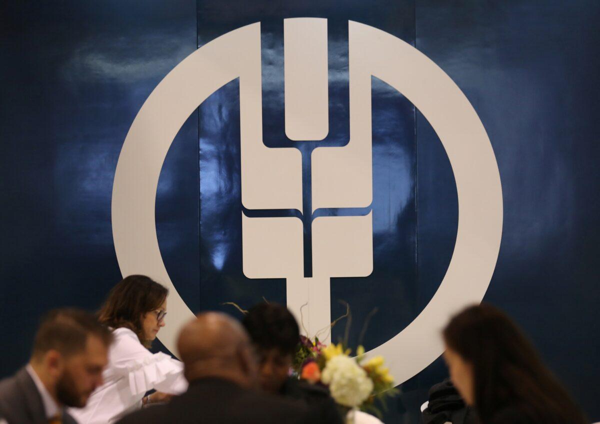 A logo of the Agricultural Bank of China is seen at the SIBOS banking and financial conference in Toronto, Ontario, Canada, on Oct. 19, 2017. (Chris Helgren/Reuters)