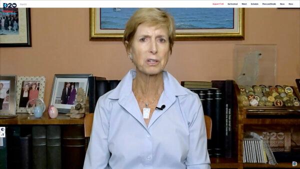 In this screenshot from the DNCC’s livestream of the 2020 Democratic National Convention, former Republican New Jersey Gov. Christine Todd Whitman addresses the virtual convention on Aug. 17, 2020. (Handout/DNCC via Getty Images)